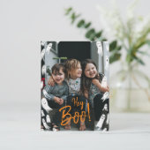 Hé Boo Halloween Ghost-fotokaart Briefkaart (Staand voorkant)