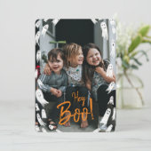 Hé Boo Halloween Ghost-fotokaart Feestdagenkaart (Staand voorkant)