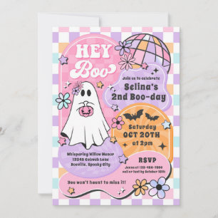 Hé Boo Halloween Groovy Geest Verjaardagsfeestje Kaart