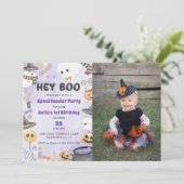 Hé Boo! Halloween Party Schattige Ghost 1e Verjaar Kaart (Staand voorkant)