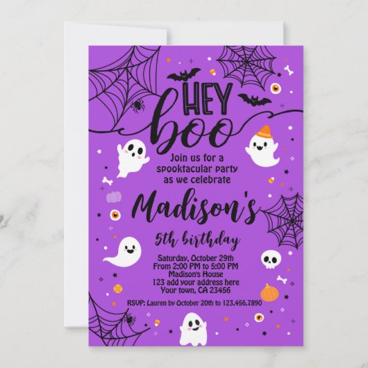 Hé Boo Halloween uitnodiging (Voorkant)