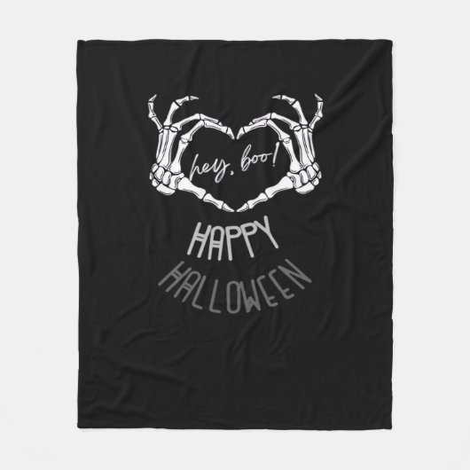 Hé, Boo! Happy Halloween Skeleton Hand Heart Class Fleece Deken (Voorkant)