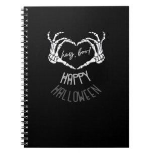 Hé, Boo! Happy Halloween Skeleton Hand Heart Class Notitieboek