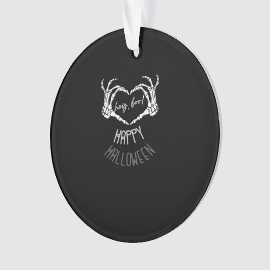 Hé, Boo! Happy Halloween Skeleton Hand Heart Class Ornament (voorkant)