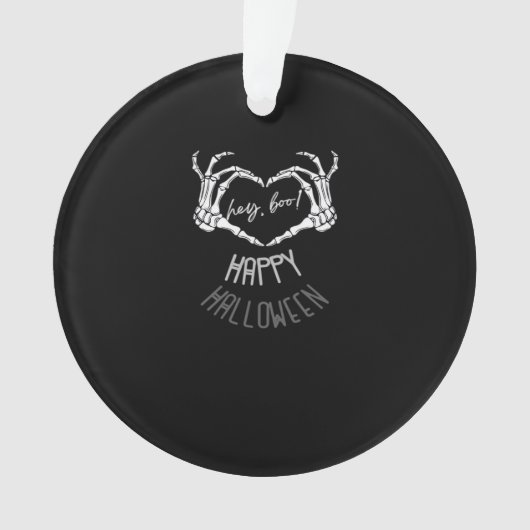 Hé, Boo! Happy Halloween Skeleton Hand Heart Class Ornament (voorkant)