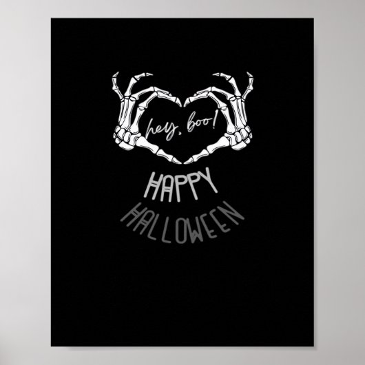 Hé, Boo! Happy Halloween Skeleton Hand Heart Class Poster (Voorkant)