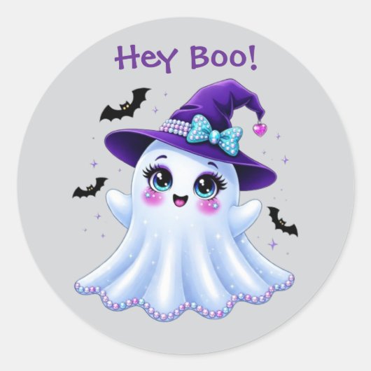Hé Boo! Ronde Sticker (Voorkant)