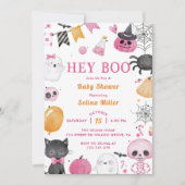 Hé Boo! Roze Halloween Baby shower Kaart (Voorkant)