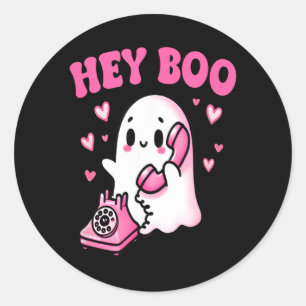 Hé Boo schattig spook op telefoon grappige Hallowe Ronde Sticker