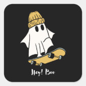 Hé, Boo! Skateboard Ghost Vierkante Sticker (Voorkant)