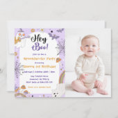 Hé Boo! Spooky Halloween Leuke Verjaardag Foto Kaart (Voorkant)