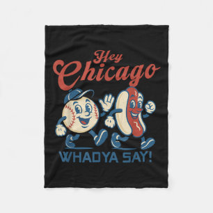 Hé Chicago Whadya Say Hot Dog Baseball Graphic Fleece Deken