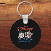 Hé Chicago Whadya Say Hot Dog Baseball Graphic Sleutelhanger (Voorkant)
