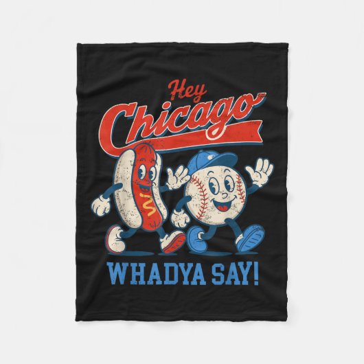 Hé Chicago Whadya Zeg honkbal en hotdog 4e van Fleece Deken (Voorkant)