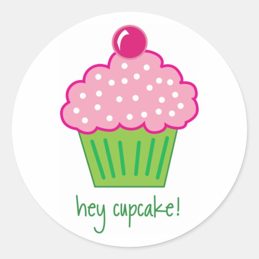 Hé cupcake! ronde sticker (Voorkant)