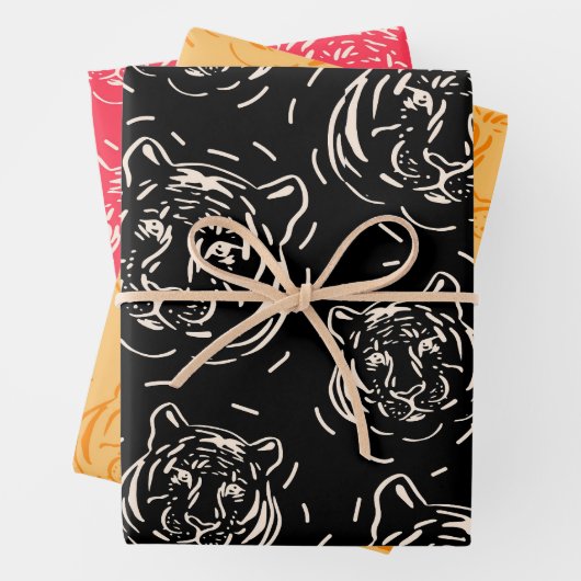 Hé, daar driepuntsblad met tijgerpatroon inpakpapier vel (In situ)