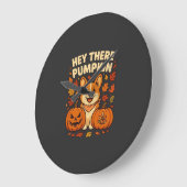 Hé daar Pompoen Corgi Halloween Pompoenen Herfst Grote Klok (Hoek)