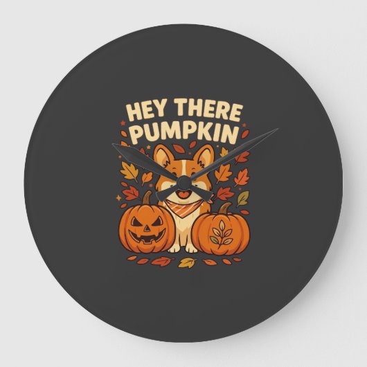 Hé daar Pompoen Corgi Halloween Pompoenen Herfst Grote Klok (Voorkant)