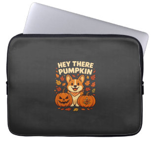 Hé daar Pompoen Corgi Halloween Pompoenen Herfst Laptop Sleeve
