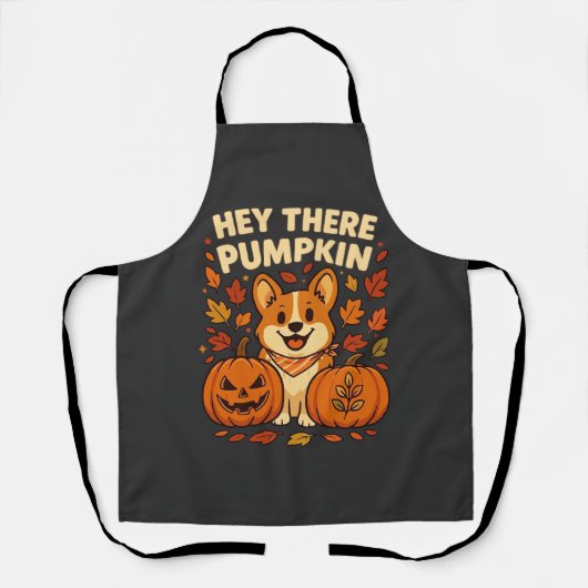 Hé daar Pompoen Corgi Halloween Pompoenen Herfst Schort (Voorkant)