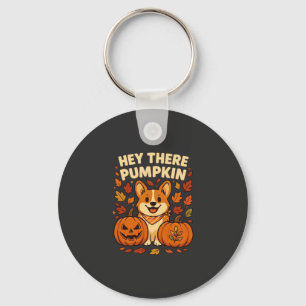 Hé daar Pompoen Corgi Halloween Pompoenen Herfst Sleutelhanger