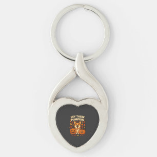 Hé daar Pompoen Corgi Halloween Pompoenen Herfst Sleutelhanger