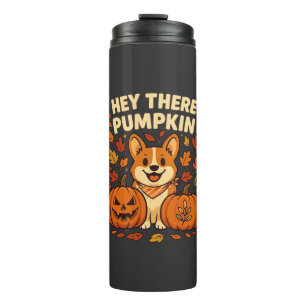 Hé daar Pompoen Corgi Halloween Pompoenen Herfst Thermosbeker