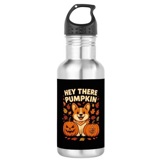 Hé daar Pompoen Corgi Halloween Pompoenen Herfst Waterfles (Voorkant)