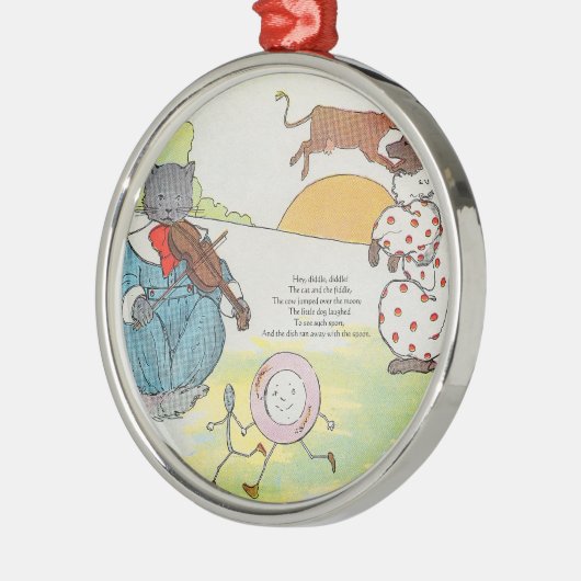 Hé, diddle, diddle. De kat en de kat Metalen Ornament (Links)