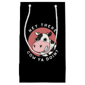 Hé, er is Koe voor je grappige dierenbont donkere  Klein Cadeauzakje (Voorkant)