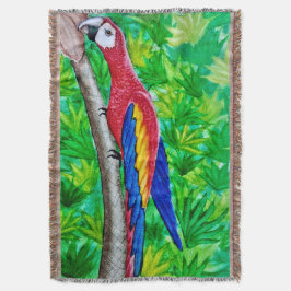 Hé, er zit een scharlaken ara in die boom! deken