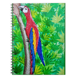 Hé, er zit een scharlaken ara in die boom! notitieboek