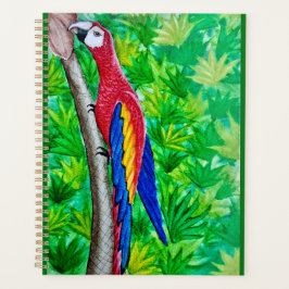 Hé, er zit een scharlaken ara in die boom! planner