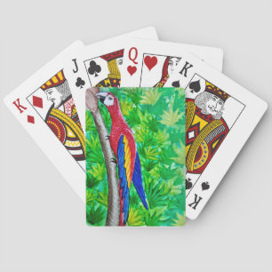 Hé, er zit een scharlaken ara in die boom! pokerkaarten