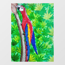 Hé, er zit een scharlaken ara in die boom! raamsticker