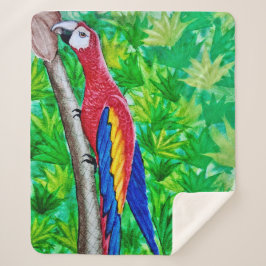 Hé, er zit een scharlaken ara in die boom! sherpa deken