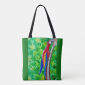Hé, er zit een scharlaken ara in die boom! tote bag (Achterkant)