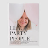 Hé, feestgangers! Fancy foto-Afstudeerder Vellum Uitnodigingen (Voorkant)