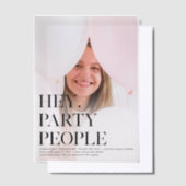 Hé, feestgangers! Fancy foto-Afstudeerder Vellum Uitnodigingen (Offset)