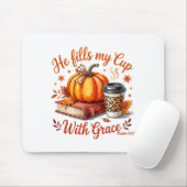 He Fills My Cup With Grace Fall Coffee Pumpkin Chr Muismat (Met muis)