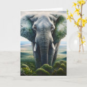 Hé, Gezegde gewoon hallo! | Schattige Olifant Kaart (Gele Bloem)