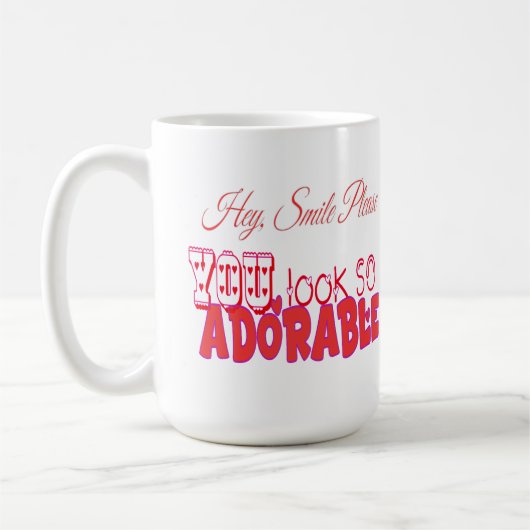 Hé, glimlach alsjeblieft koffiemok (Links)