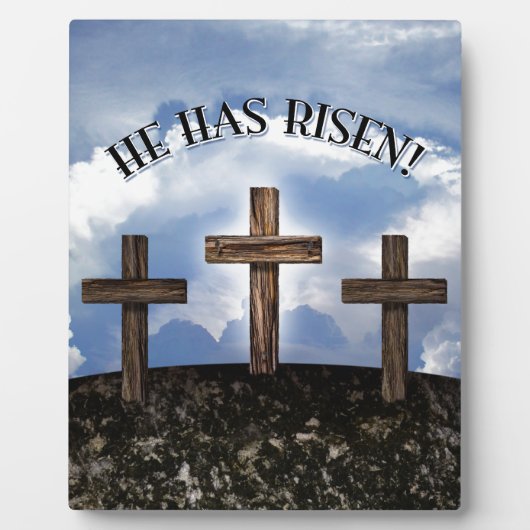He Has Risen 3 Rugged Crosses Fotoplaat (Voorkant)