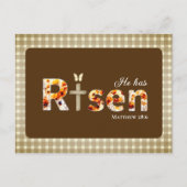 He has Risen Bible Verse Cross Religious Easter  Briefkaart (Voorkant)