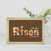 He has Risen Bible Verse Cross Religious Easter Feestdagenkaart (Staand voorkant)