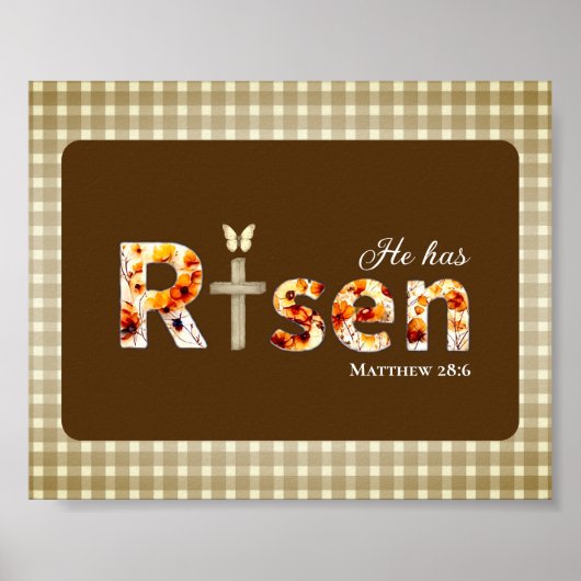 He has Risen Bible Verse Cross Religious Easter  Poster (Voorkant)