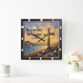 He Has Risen: Easter Dawn Vierkante Klok (Huis)