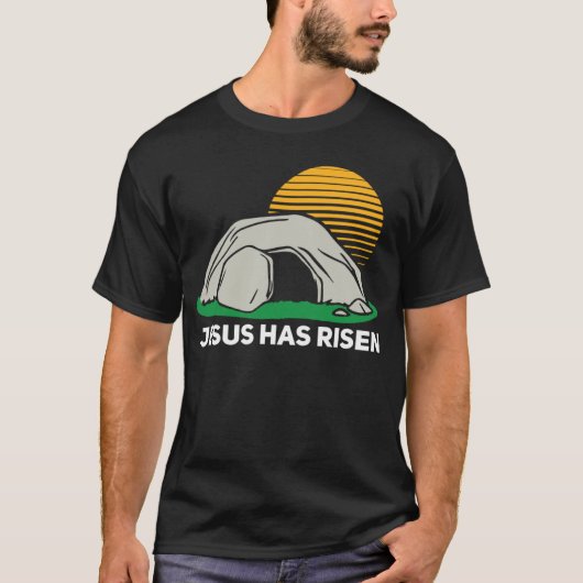 He Has Risen Easter Sunday Cave Jesus Christian Fa T-shirt (Voorkant)