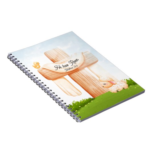 He has Risen Matthew 28:6 Easter Cross and Lamb Notitieboek (Rechterzijde)