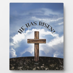 He Has Risen Rugged Cross Sky Fotoplaat